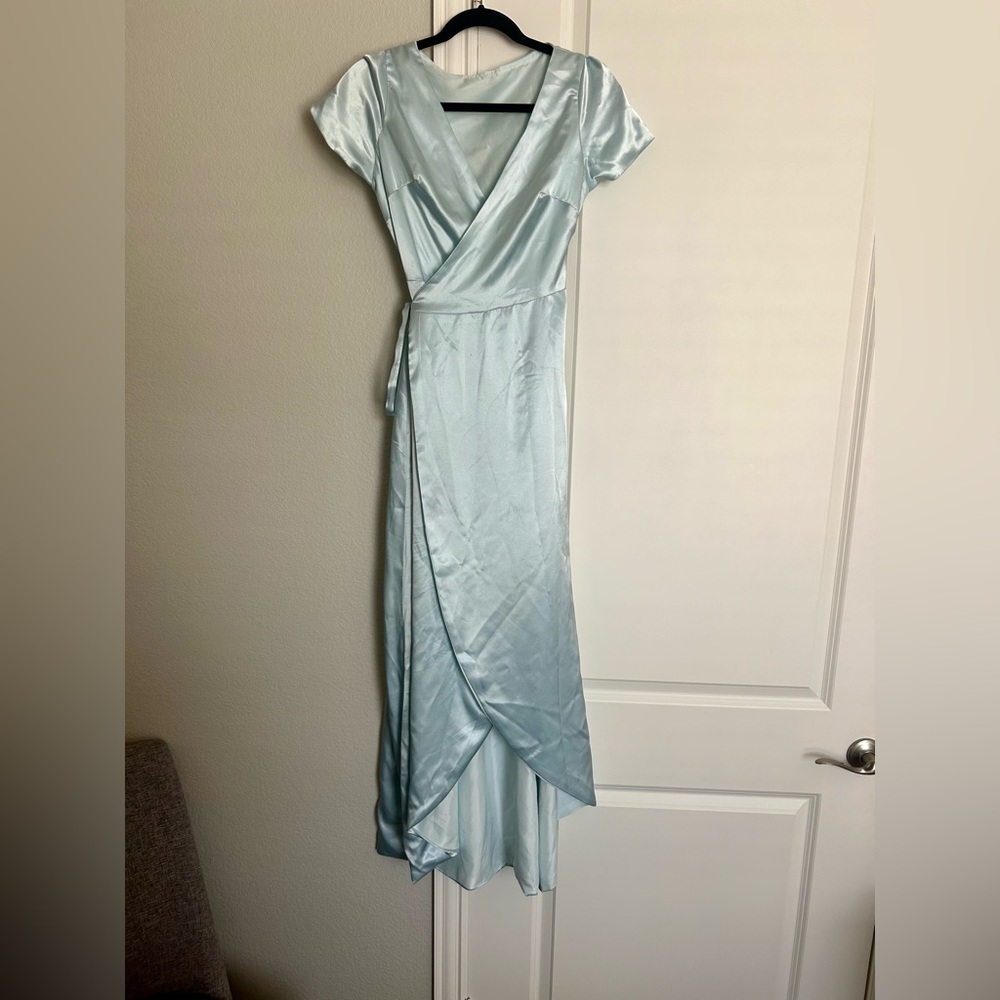 Satin maxi bridesmaid dress